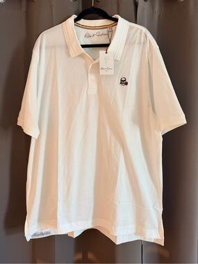 Robert Graham White Polo Shirt with Small Skull Emblem